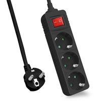 Helos Steckdosenleiste CLASSIC 3-fach schwarz mit Schalter - Strip alimentazione