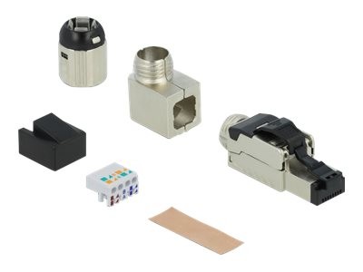 Delock Montaggio campo Plug RJ45 Cat.6A metallo ad angolo - 1 x RJ-45 - Grigio - Maschio - Ad angolo