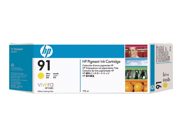 HP Cartuccia inchiostro pigmentato giallo 91 - 775 ml - Stampante HP DesignJet serie Z6100 - Getto t