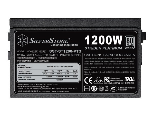 SilverStone ST1200-PTS - 1200 W - 100 - 264 V - 47 - 63 Hz - Attivo - 120 W - 1200 W