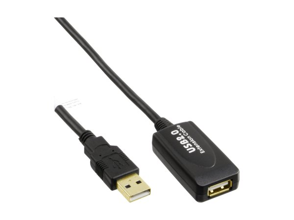 InLine Cavo USB 2.0 Am/ A F - Attivo Repeater - prolunga - nero - 15m