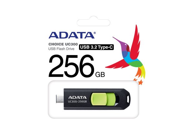 ADATA UC300 - 256 GB - USB Typ-C - 3.2 Gen 1 (3.1 Gen 1) - 100 MB/s - Dia - Schwarz - Grün - Flash-S