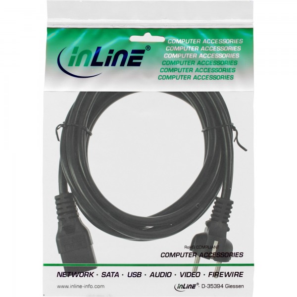 InLine Cavo alimentazione spina Shu.cko presa C19 - nero - 5m