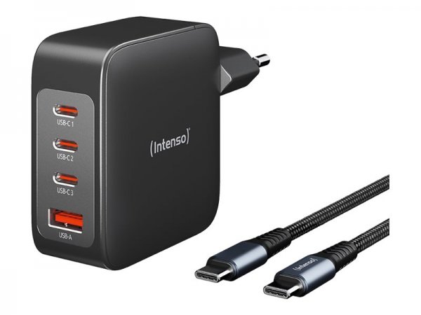 Intenso Power Adapter W140A3C GaN+ C520C 140 Watt+ USB-C Kabel schwarz 2.0 m