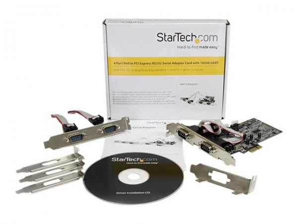 StarTech.com Scheda seriale PCI Express nativa a 4 porte RS-232 con 16550 UART - PCIe - Seriale - RS