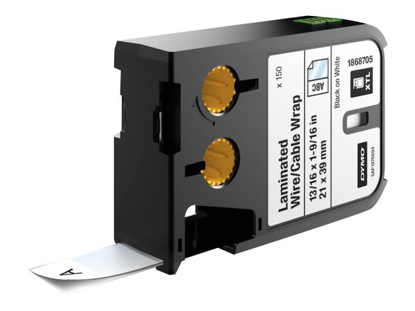 Dymo XTL guaina per cavi/fili laminati 21 x 39 mmnero su bianco - Nero su bianco - 150 pz - Nero - T