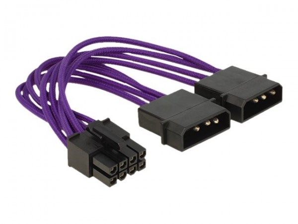 Delock Stromkabel EPS> 2 x Textilummantelung violett - Cavo - Alimentazione/alimentazione