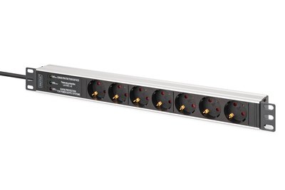 DIGITUS 1U Alu PDU Rackmount. 6x Safety outlet 1x - (offline) ups - 19"