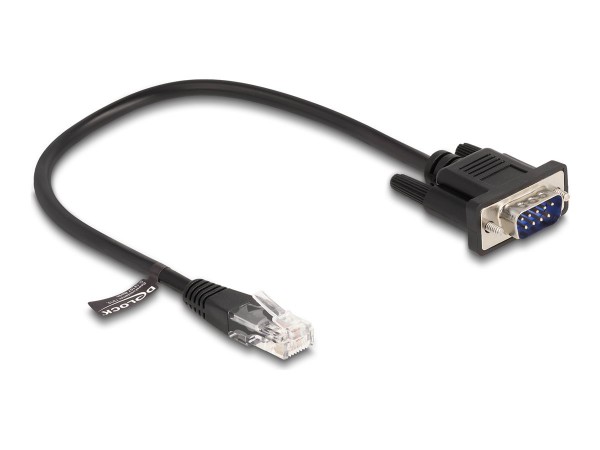 Delock Cavo da RJ45 maschio per seriale RS-232 D-Sub 9 maschio da 30 cm nero - 0,3 m - RJ-45 - Nero