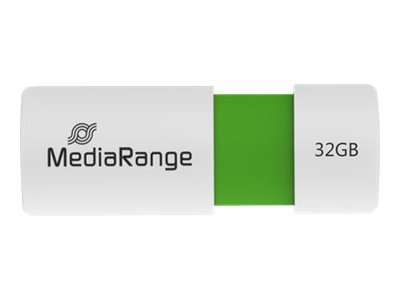 MEDIARANGE MR973 - 32 GB - USB tipo A - 2.0 - 15 MB/s - Lamina di scorrimento - Verde - Bianco