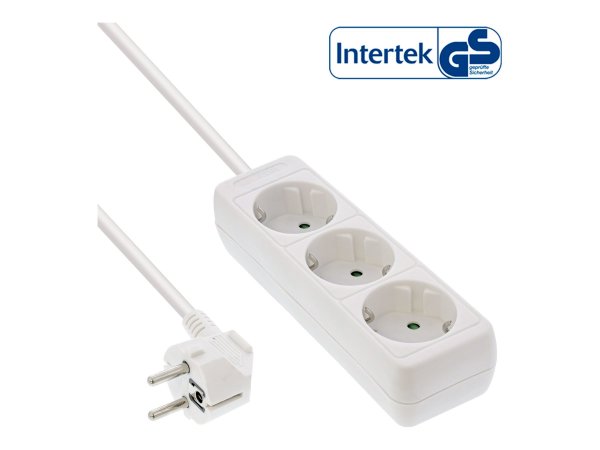 InLine Multipresa - 3x Shucko - con sicura - bianco - cavo 3m,