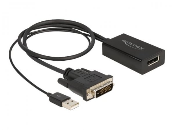 Delock Adattatore DVI maschio per DisplayPort 1.2 femmina nero 4K con funzione HDR 50 cm - 0,5 m - D