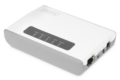 DIGITUS Wireless Multifunction Network Server USB 2.0 a 2 porte - 300 Mbps - Bianco - Collegamento -