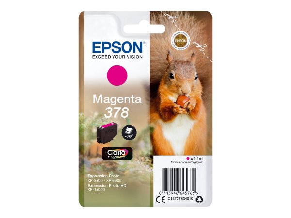 Epson Squirrel Singlepack Magenta 378 Claria Photo HD Ink - Resa standard - Magenta - Inchiostro a b