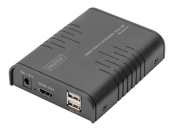 DIGITUS Ricevitore estensore KVM IP HDMI - Full HD - Ricevitore - Cablato - 120 m - Cat5e - 1920 x 1