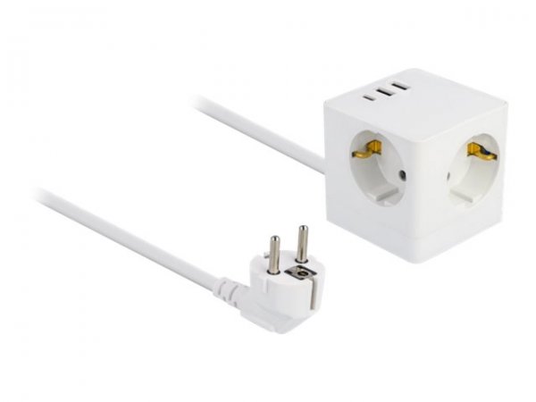 Delock Steckdosenwürfel mit Verlängerungskabel 3-fach USB - Prolunga - 1,5 m