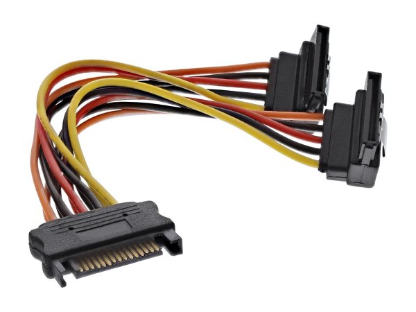 InLine Cavo di aliment. a Y - da 1x 5,25“ M a 2x SATA F - ang. - con ling. - 0,15m