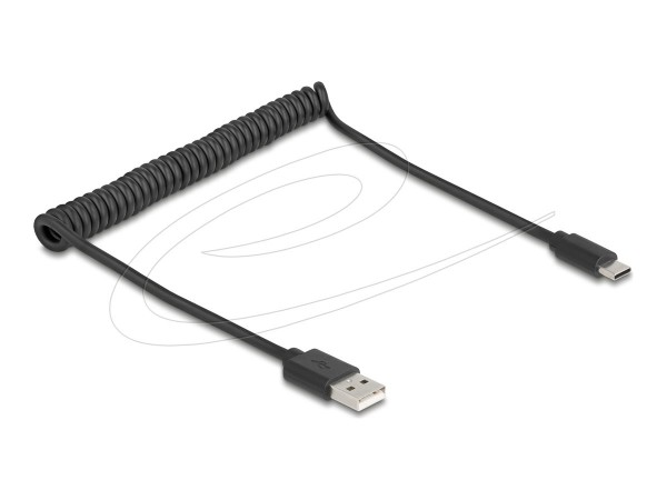 Delock USB 2.0 Spiralkabel Typ-A Stecker zu Type-C - Cavo - Digitale/dati