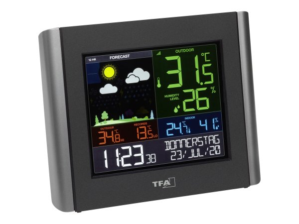 TFA VIEW METEO - Nero - Plastica - 10 - 99% - 0 - 50 °C - 32 - 122 °F - -40 - 60 °C