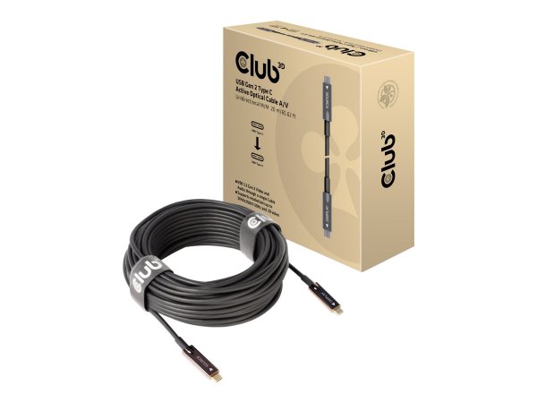 Club 3D USB3.2 G2 TYPE-C ACT. OPT. A/V M/M 20M - 20 m - USB C - USB C - USB 3.2 Gen 2 (3.1 Gen 2) -