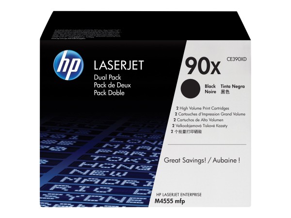 HP 90X - 2er-Pack - Hohe Ergiebigkeit - Schwarz - Original - LaserJet - Tonerpatrone (CE390XD)