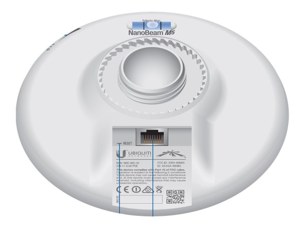 Ubiquiti NanoBeam M5 - 16 dBi - 5 GHz - Doppia polarizzazione - Bianco - Parete - 24V