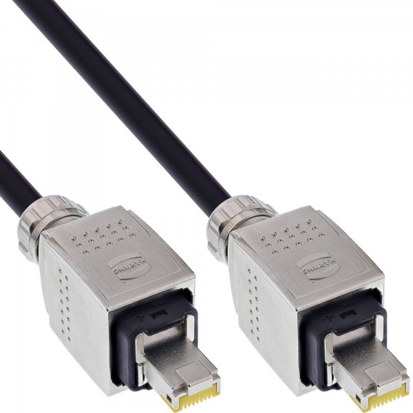 InLine Bobina di cavo di rete Outdoor - Cat.6A RJ45 HARTING - 90m - nero