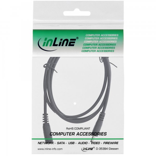 InLine Cavo di prolunga DC - maschio/femmina 4,0x1,7mm - AWG18 - nero - 0,5m