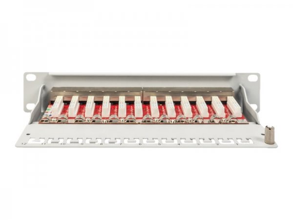 DIGITUS Pannello patch CAT 6A - schermato - 12 porte - 1U - 10" - grigio - 10 Gigabit Ethernet - RJ