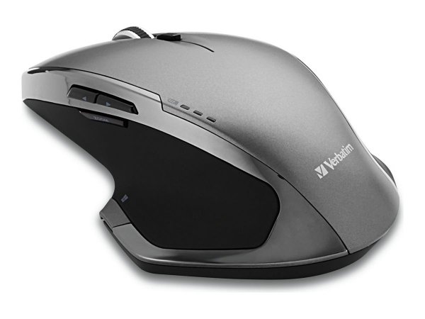 Verbatim Mouse a 8 pulsanti wireless con LED blu - Blue LED - RF Wireless - 1600 DPI - Nero - Grigio