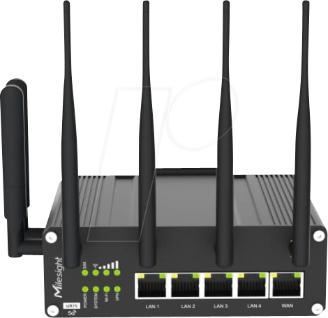 Milesight IoT Industrial Cellular Router UR75-504AE-W2-P 5G Wi-Fi GPS Supported - Router - WLAN