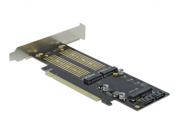 Delock Scheda PCI Express x16 fino a 1 x M.2 chiave B + 1 x NVMe M.2 chiave M + 1 x mSATA - Fattore