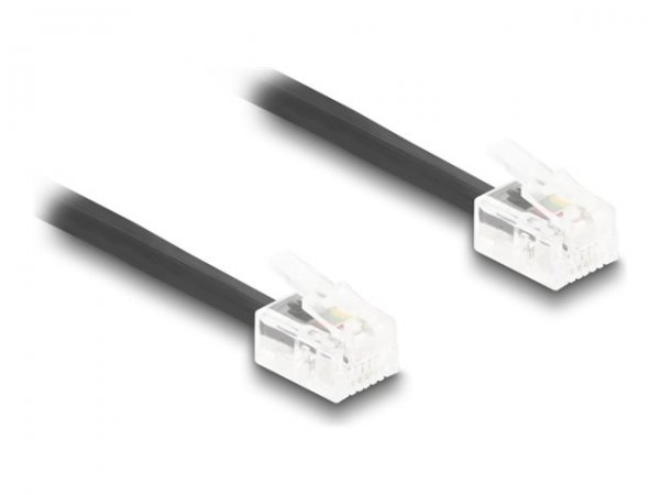 Delock Telefonkabel Spiralkabel RJ11 Stecker zu schwarz - Telefono - CAT 8