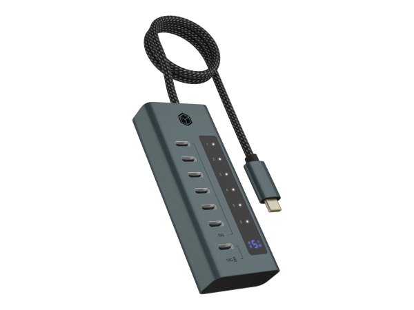 ICY BOX IB-HUB1457-C31 - Hub - Typ-C-Schnittstelle - 6 x USB-C 3.2 Gen 2+ 1 x USB-C 3.2 Gen 2 (Strom