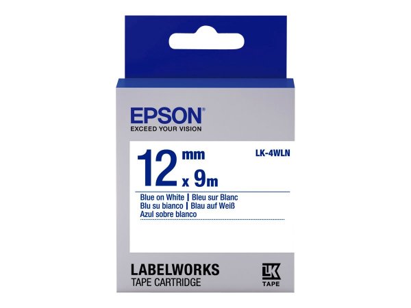 Epson Nastro fondo Standard bianco per testo Blu 12/9 LK-4WLN - Blu su bianco - Giappone - LabelWork