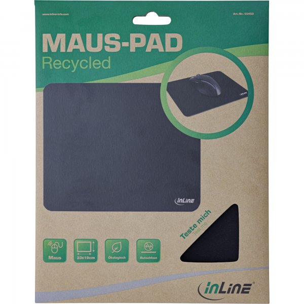 InLine Mouse Pad Recycled - in materiale riciclato - 230x190x2,5mm - nero
