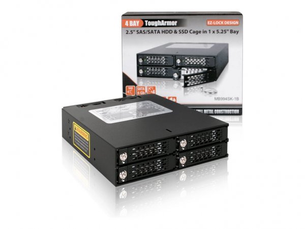 Icy Dock MB994SK-1B - Nero - Alluminio - SECC - 7,9.5,12.5 mm - 2 ventola(e) - 4 cm - 146 mm