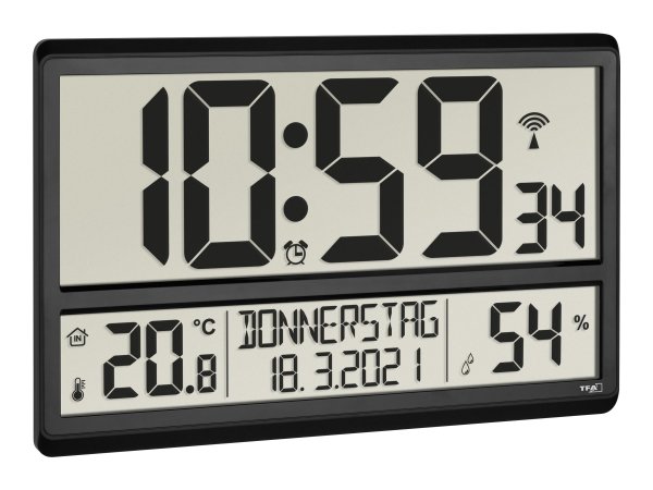 TFA 60.4520.01 - Sveglia digitale - Nero - Plastica - Batteria - Stilo AA - 360 mm
