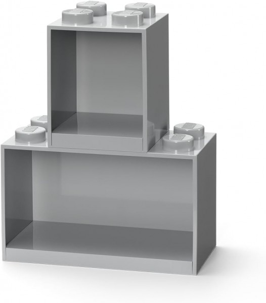 LEGO Brick Shelf 8+4 Set Light Grey – 2x Wall Shelves – 41171740
