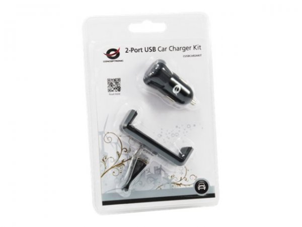 Conceptronic CUSBCAR2AKIT - Auto - Accendisigari - 5 V - Nero