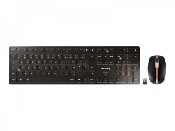 Cherry DW 9100 SLIM - Wireless - RF senza fili + Bluetooth - QWERTZ - Nero - Mouse incluso