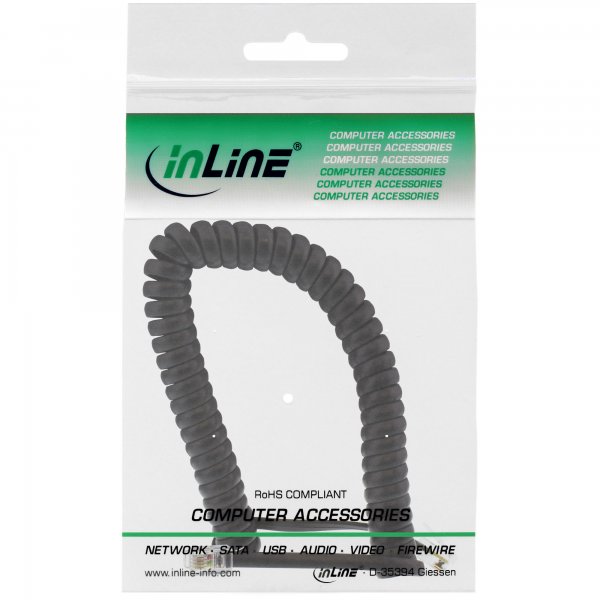 InLine Cavo modulare spiralato - maschio-maschio - RJ10 - 1:1 - nero - max. 2m
