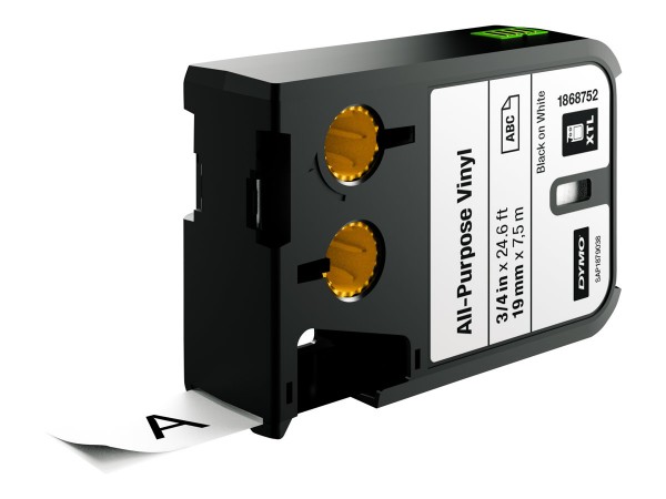 Dymo XTL nastro in vinile multiuso | 19 mm | nero su bianco - Nero su bianco - Nero - Trasferimento