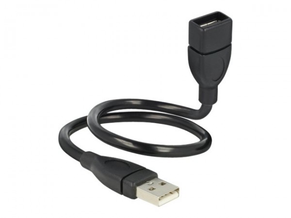 Delock 35cm USB 2.0 - 0,35 m - USB A - USB A - USB 2.0 - Maschio/Femmina - Nero