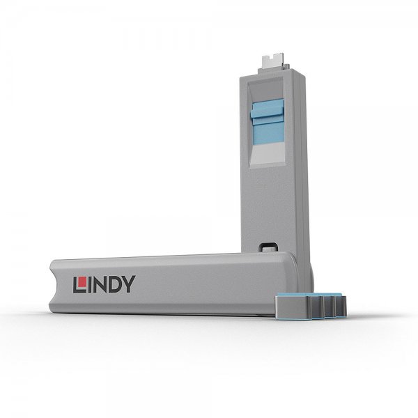 Lindy 40465 - Bloccaporte + chiave - USB tipo-C - Blu - Acrilonitrile butadiene stirene (ABS) - 1 pz