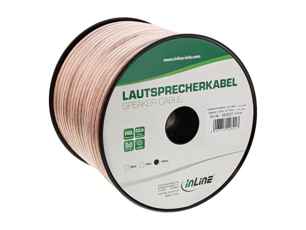 InLine Cavo per altoparlanti - 2x2,5mm² - CCA - trasparente - 100m