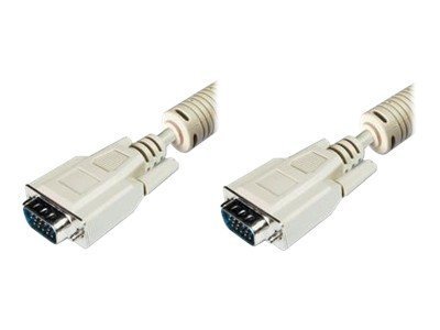 DIGITUS Cavo di collegamento monitor VGA - 1,8 m - VGA (D-Sub) - VGA (D-Sub) - Beige - Nichel - Rame
