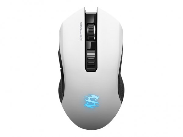 Sharkoon Skiller SGM3 - Mano destra - Ottico - RF Wireless + USB Type-A - 6000 DPI - Bianco