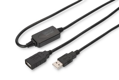 DIGITUS Cavo ripetitore ® USB 2.0 - 15 m - USB A - USB A - USB 2.0 - Maschio/Femmina - Nero