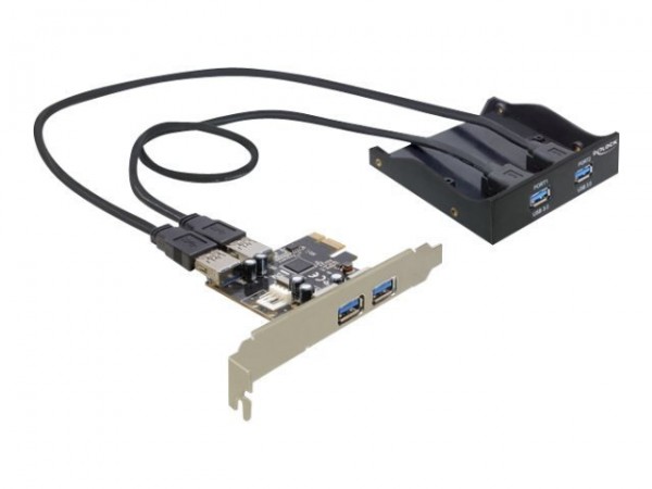 Delock Front Panel + PCI Express Card - PCIe - USB 3.2 Gen 1 (3.1 Gen 1) - Nero - USB - 5000 Mbit/s